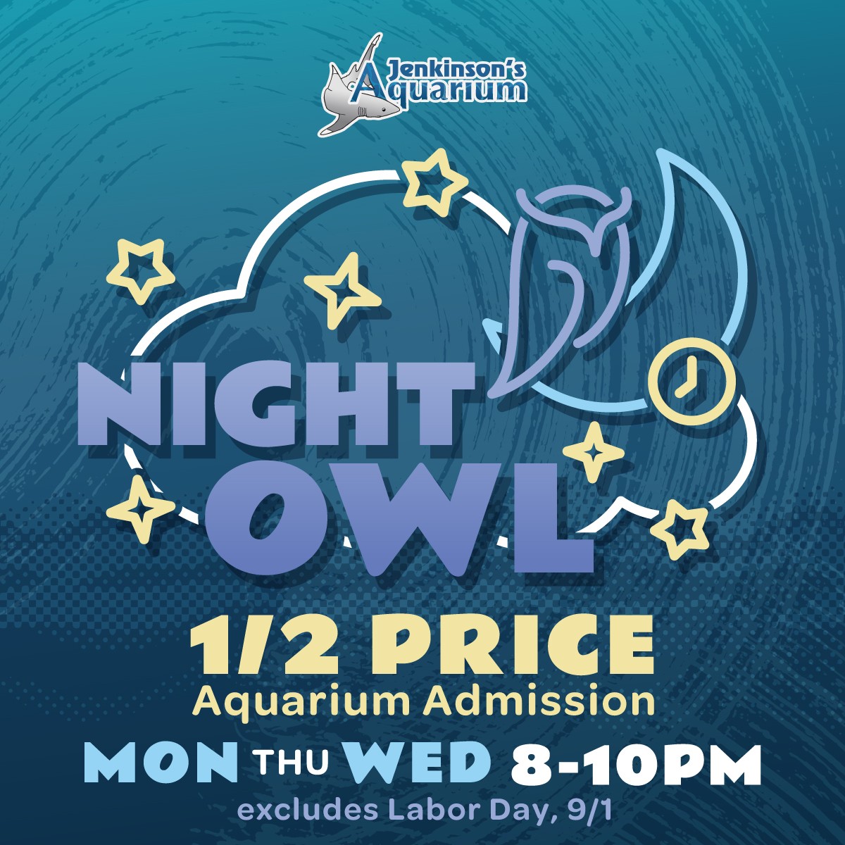 jenkinson's aquarium's night owl special runs monday through wednesday