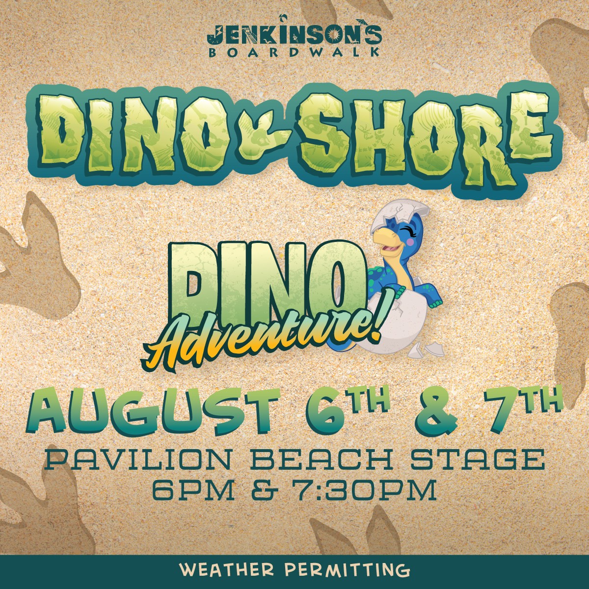 dinosaurs dino adventure at jenkinsons boardwalk august 6th and 7th
